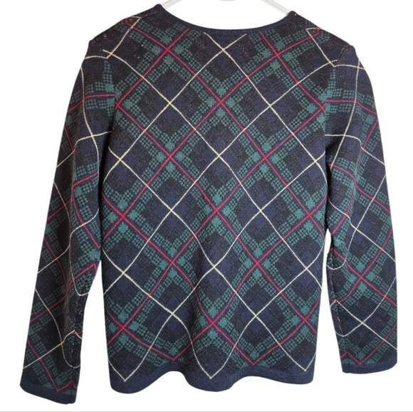Talbots Petites Zip- Up Plaid Knit Cardigan Sweater- Made in Italy Size S - Picture 5 of 9